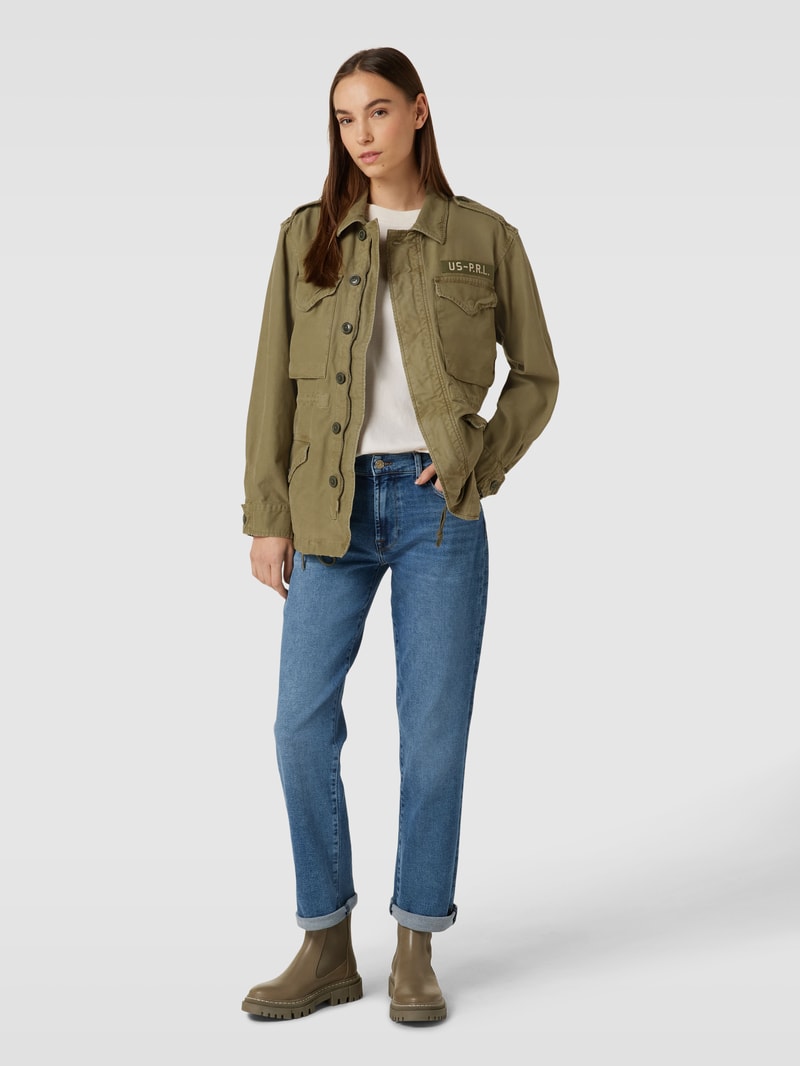 Fieldjacket mit Label-Patch und Pattentaschen in olivgrün