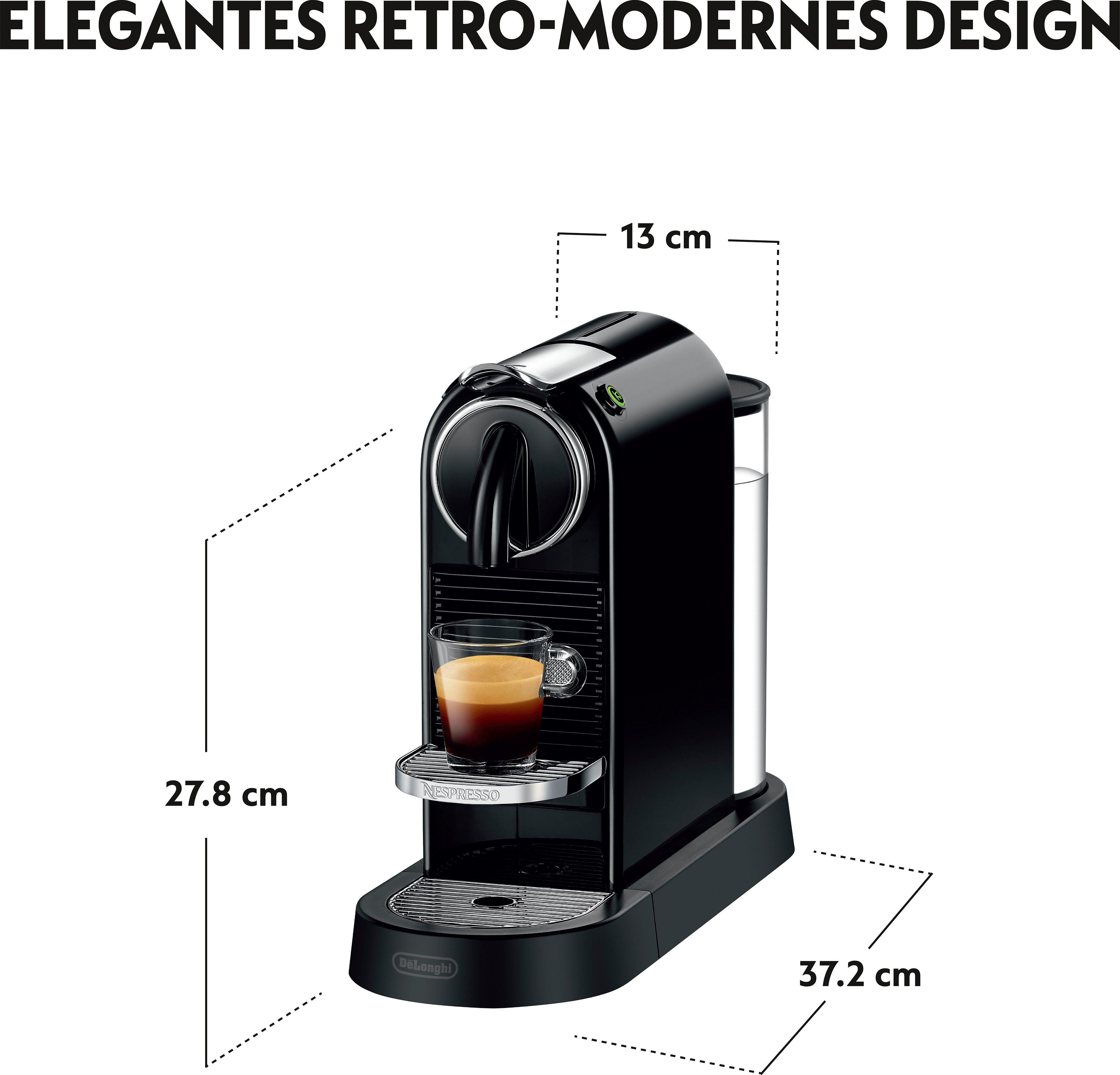 Nespresso Kapselmaschine CITIZ EN 167.B von DeLonghi, Black, inkl. Willkommenspaket mit 7 Kapseln