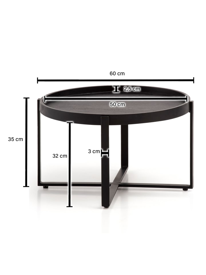 KADIMA DESIGN Couchtisch 60x60x35 cm Mango Massivholz / Metall Sofatisch günstig kaufen onesize