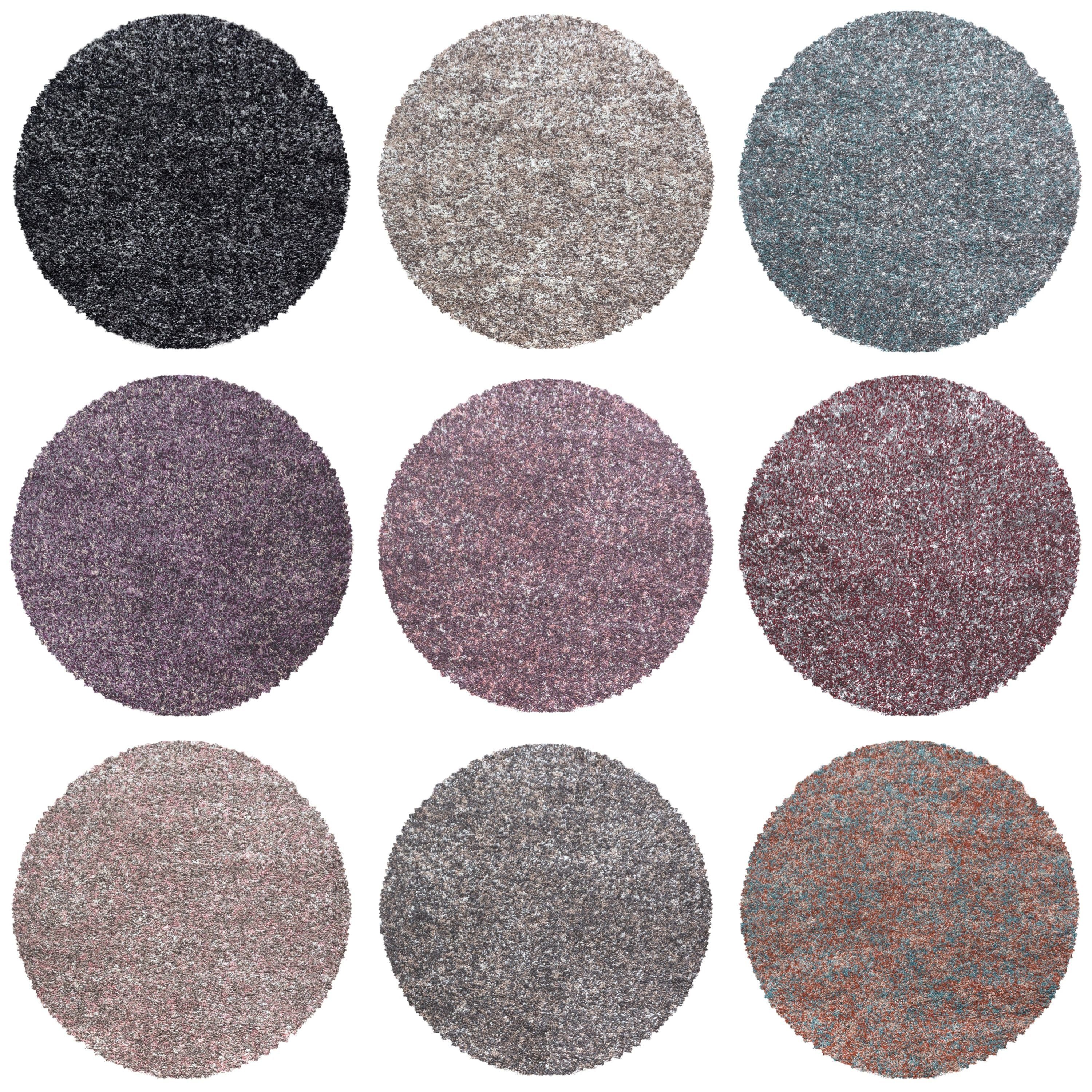 Teppich Meliert Design, HomebyHome, Rund, Höhe: 30 mm, Runder Teppich Meliert Design Wohnzimmer versch. farben und größen