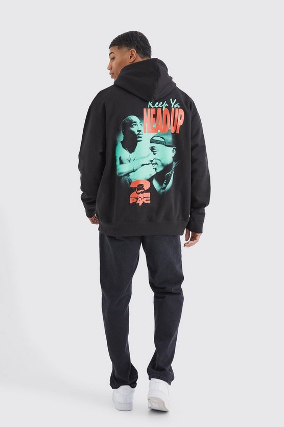 Oversize Hoodie mit Tupac Keep Ya Head Up Print
