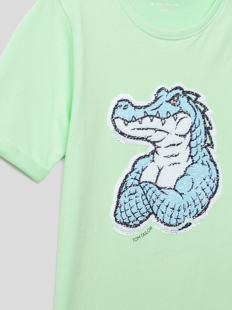 T-Shirt mit Motiv in hellgrün