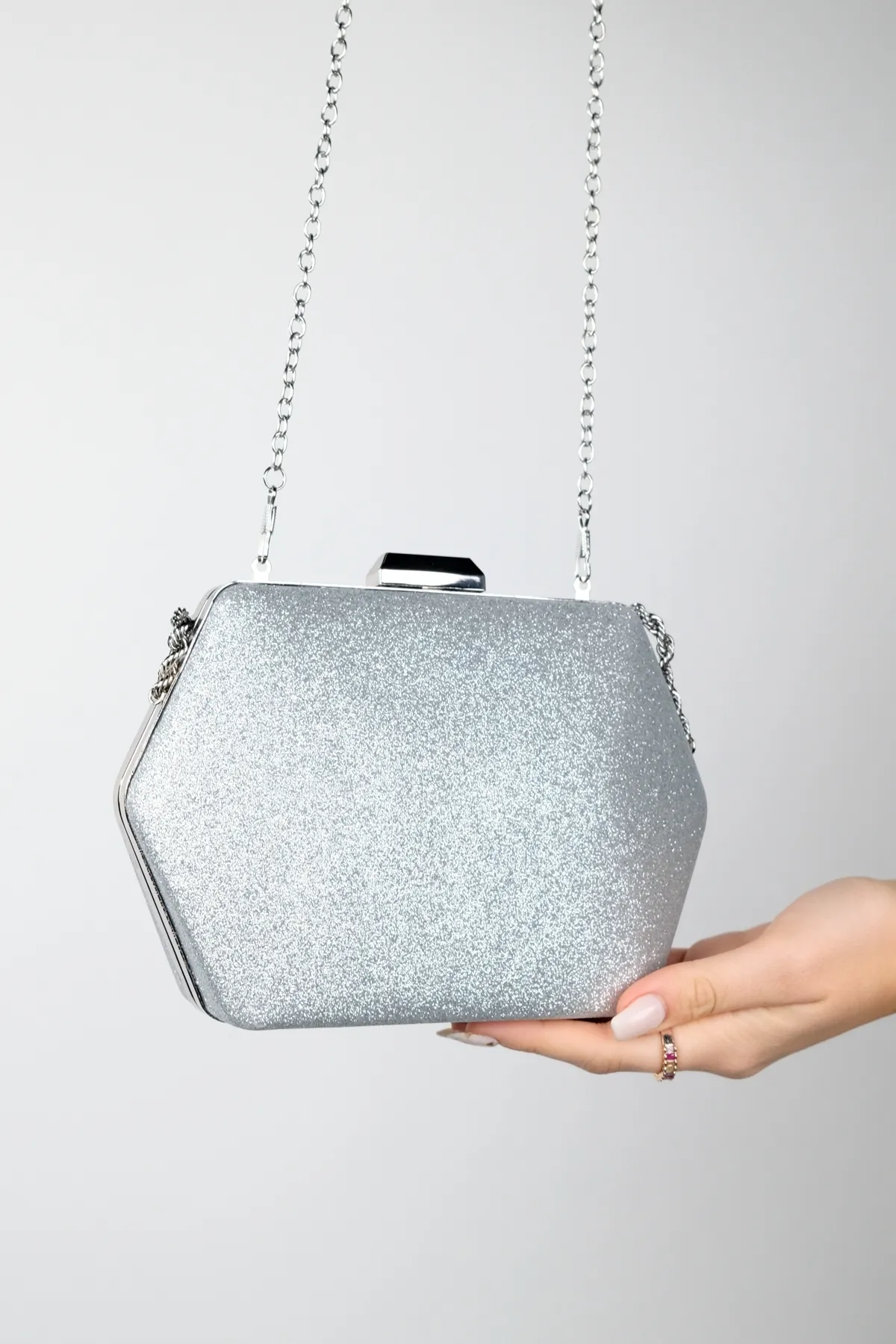 LuviShoes  Silber Sand Glitter Damen Handtasche