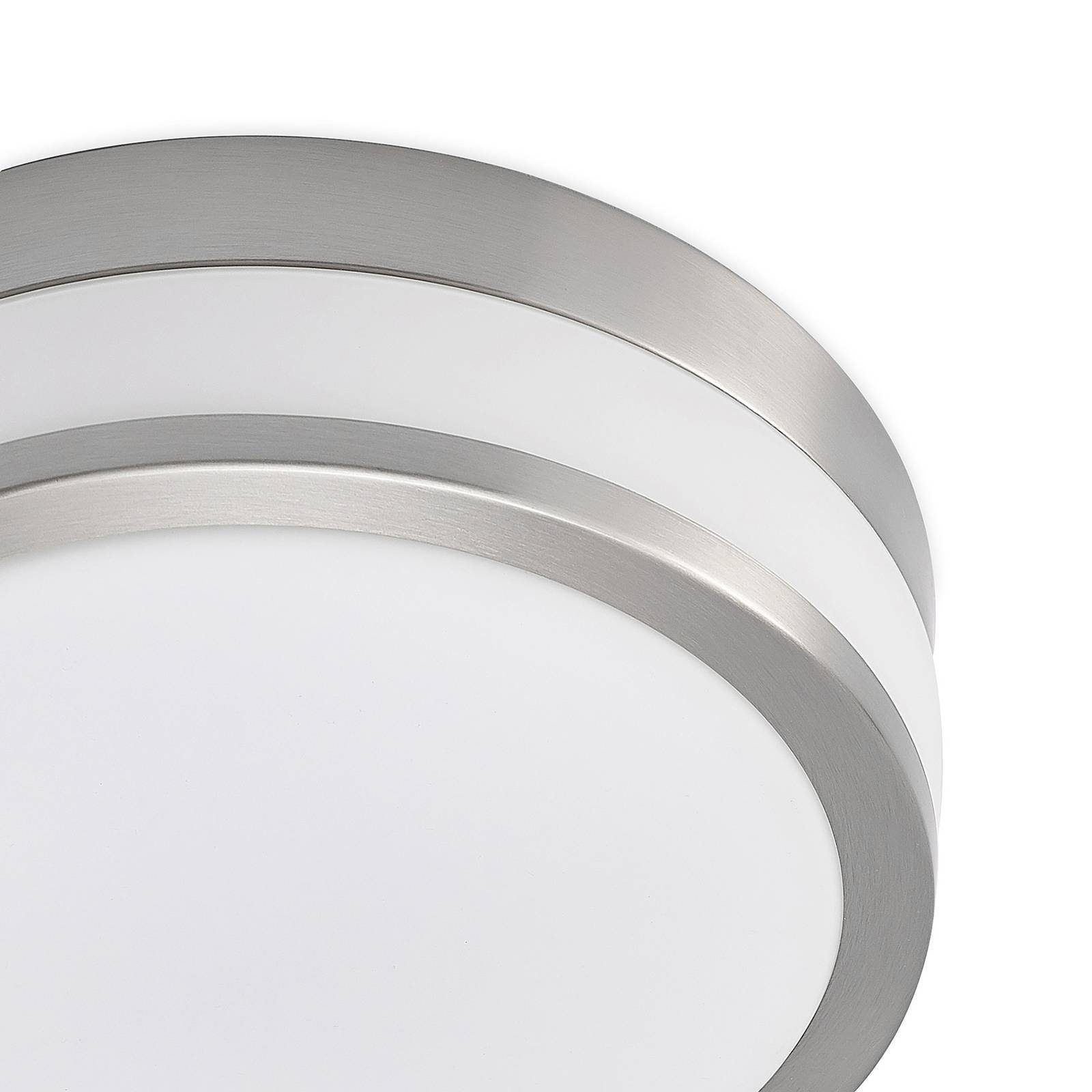 Lindby Deckenleuchten Flavi, dimmbar, Leuchtmittel nicht inklusive, Modern, Glas, Metall, opalweiß, nickel matt, 2 flammig, E27, Bad