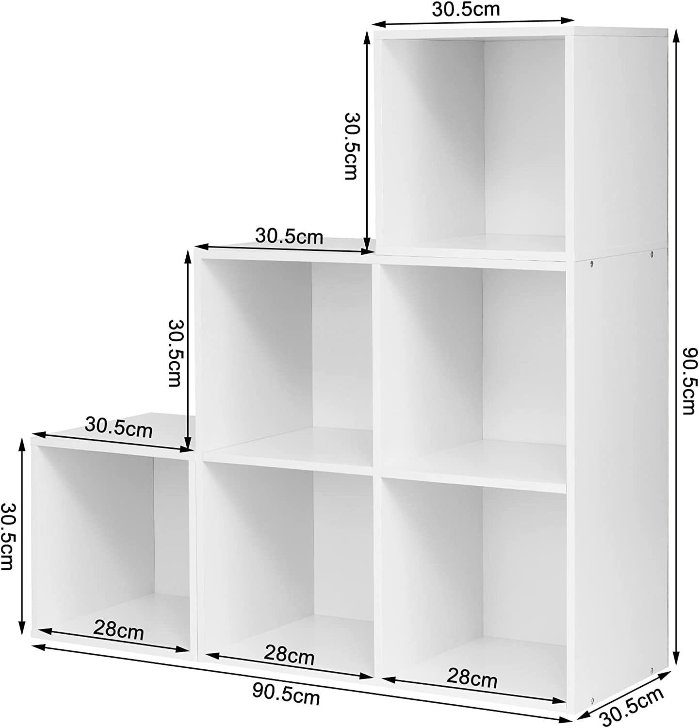 Woltu Bücherregal, 1-tlg., Würfelregal Schrank mit 6 Fächern, 90x90x30cm