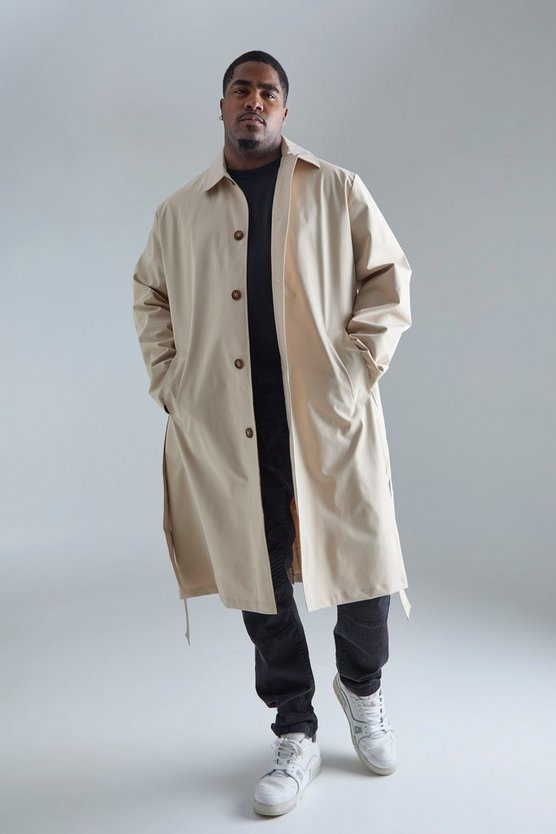 Plus klassischer Trenchcoat mit Gürtel