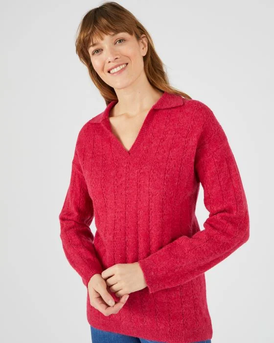 Pull col polo mélange alpaga