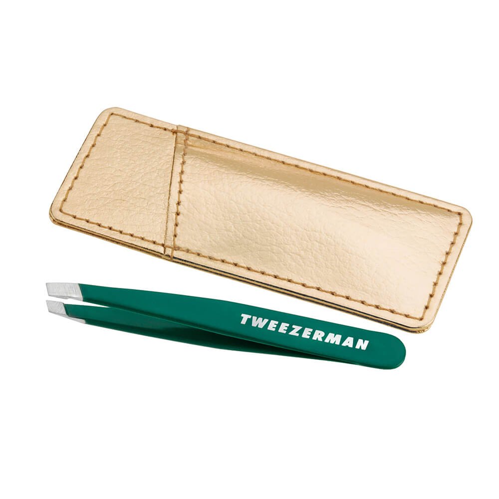 Tweezerman Brow Tools Emerald Shimmer Mini Slant Tweezer & Case