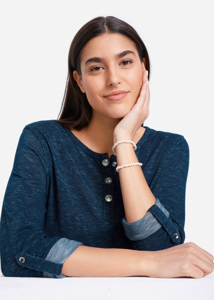 Langarmshirt mit Knopfleiste