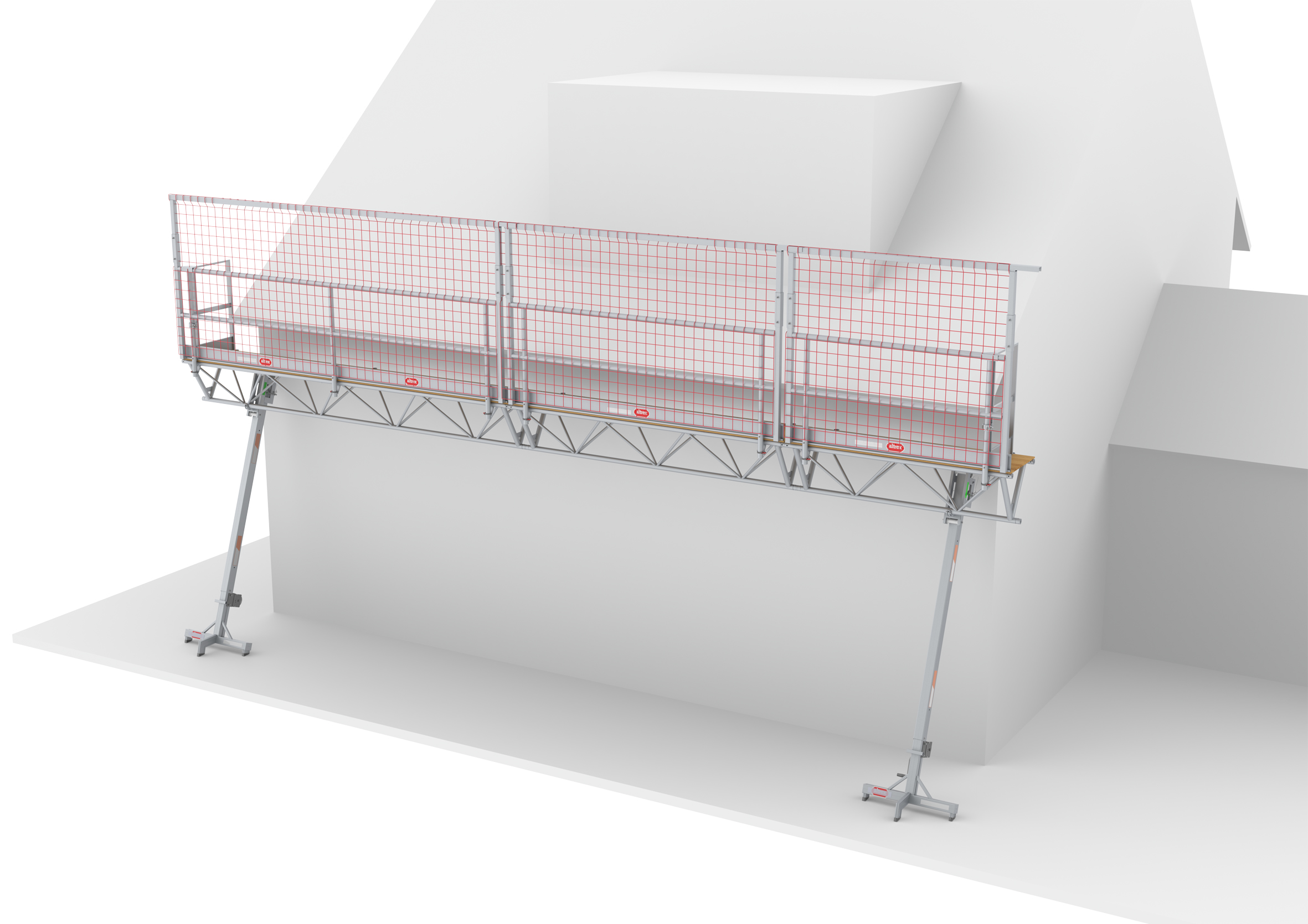 Puente triangular modular Altrex C500808 MTB DRB con protección de borde de techo de 6 m, altura de plataforma de 4-6 m