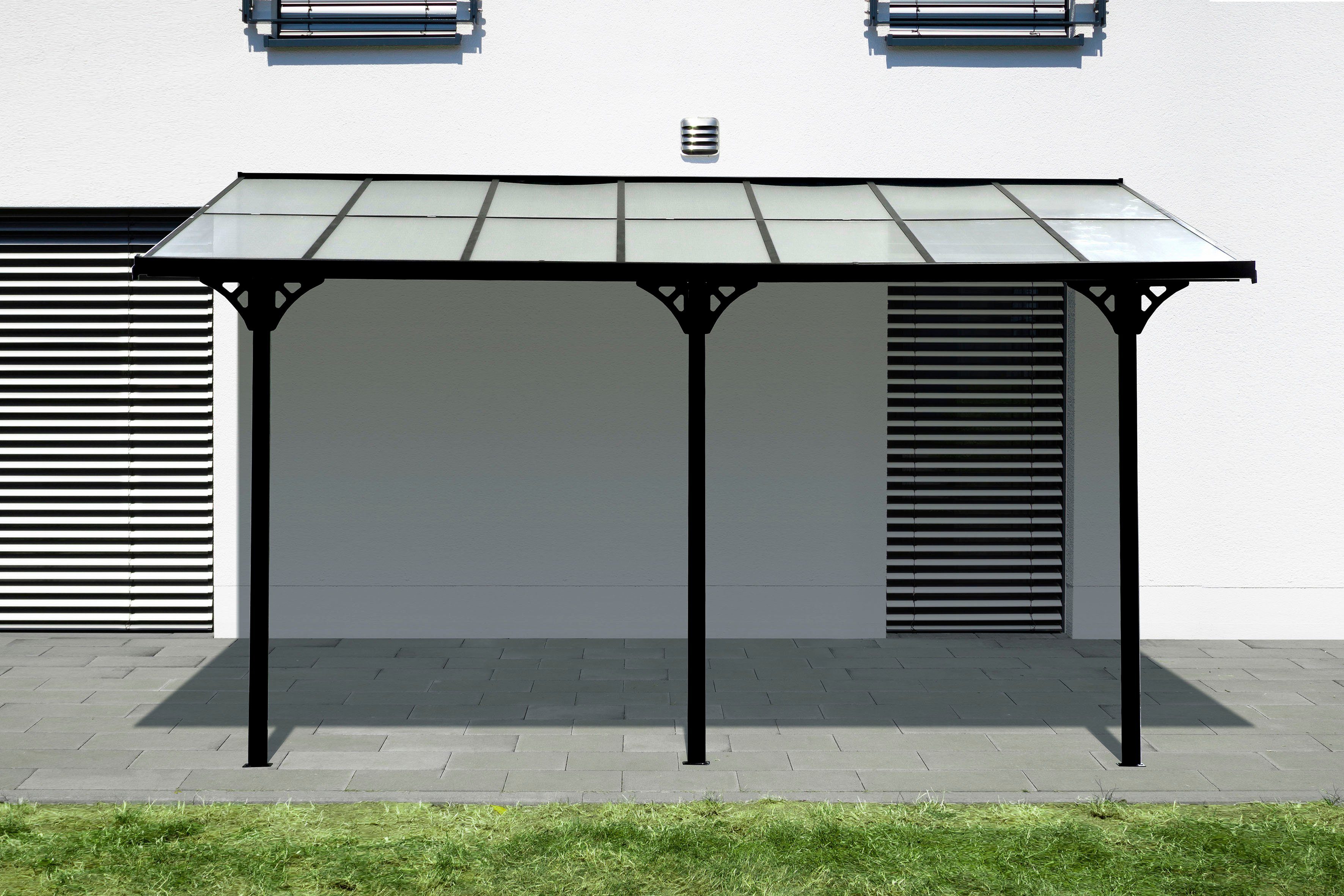 WESTMANN Terrassendach Bruce, BxT: 435x300 cm, Bedachung Doppelstegplatten, Rahmen aus pulverbeschichtetem Aluminium, schwarz