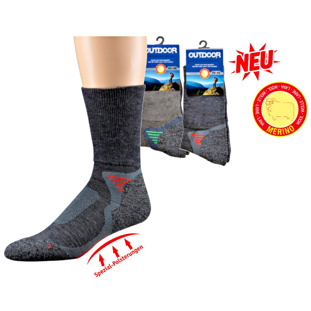 Wowerat Unisex Funktions-/Trekking-Socken (mit Merinowolle)