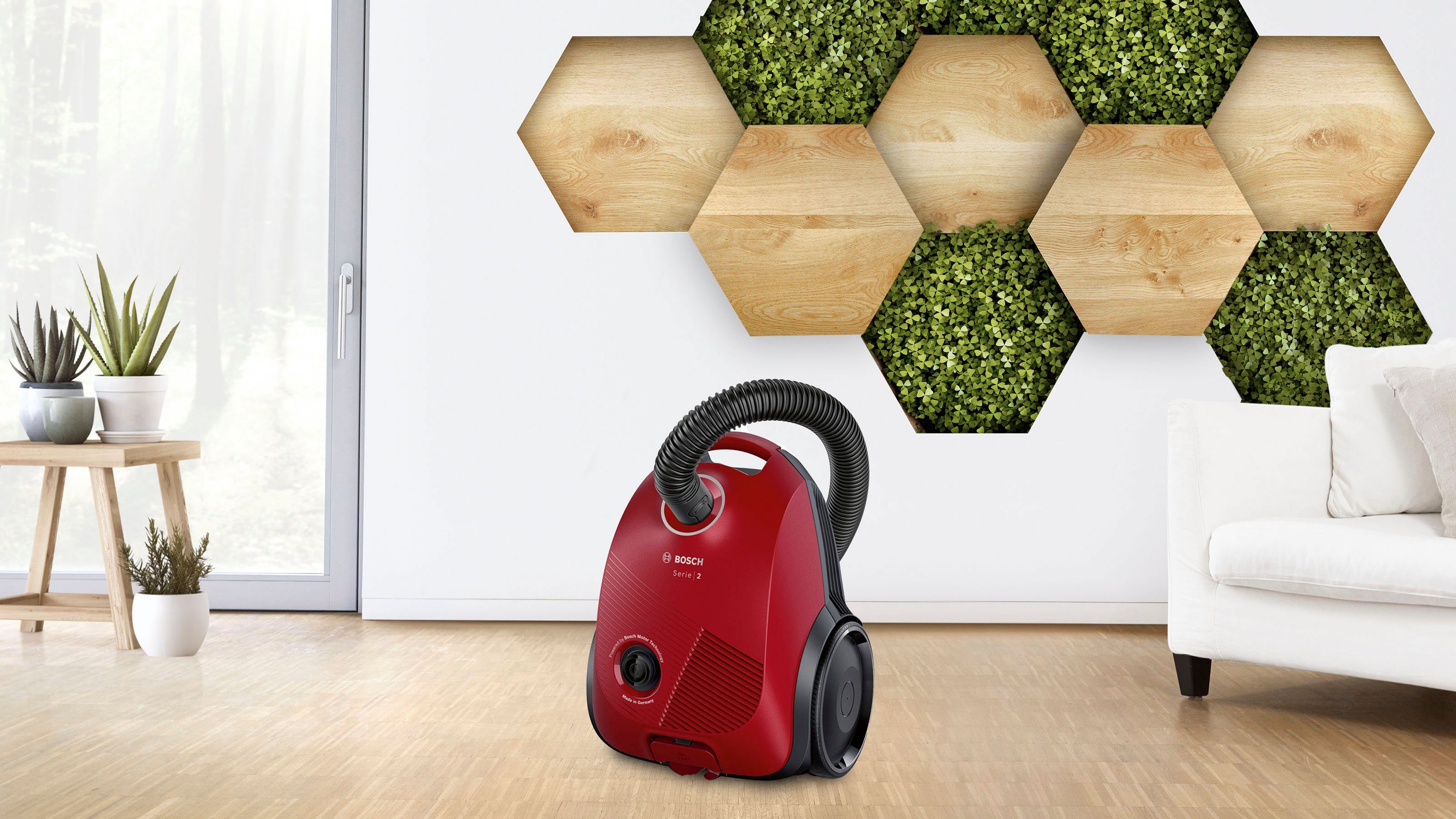 BOSCH Bodenstaubsauger BGLS2LR1H, 600 W, mit Beutel, nachhaltige Materialien, Hygienefilter, rot