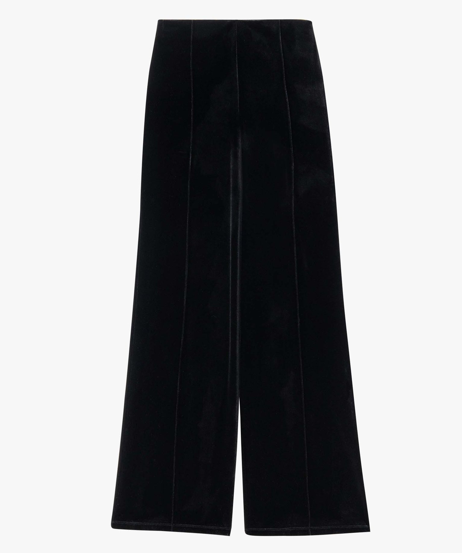 Pantalon femme en velours coupe ample noir | GEMO