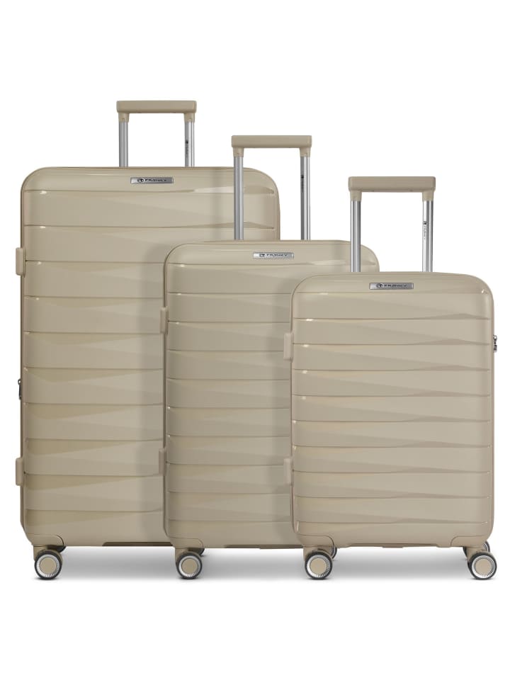 Franky London 4 Rollen Kofferset 3-teilig mit Dehnfalte in beige günstig kaufen onesize