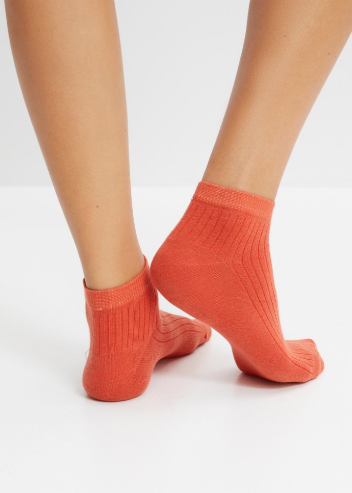 Kurzsocken (10er Pack) in Rippstruktur mit Bio-Baumwolle