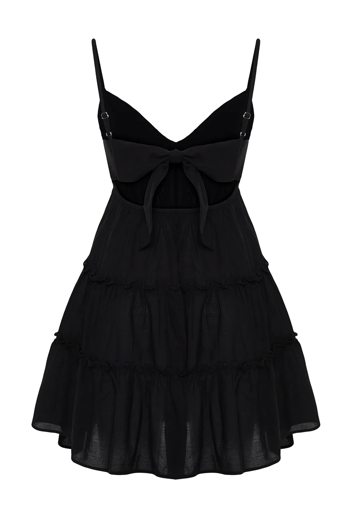 Trendyol Collection  Schwarzes Mini-Strandkleid aus 100 % gewebter Baumwolle TBESS24EL00069