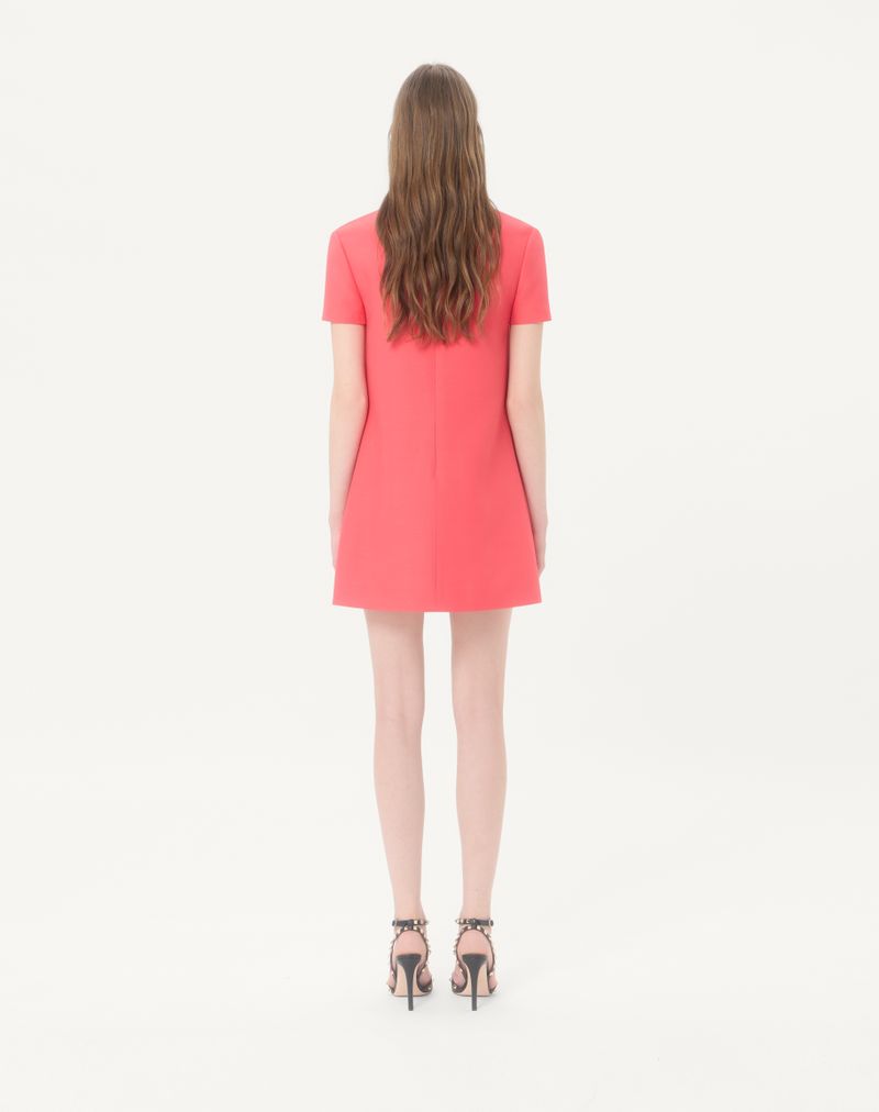 Vestido curto de crepe bordado de alta costura