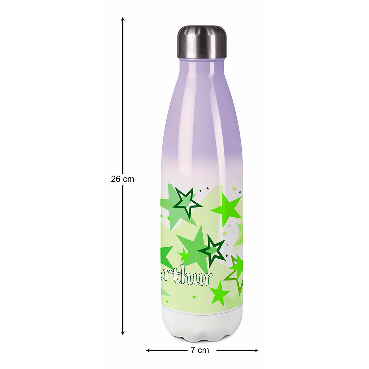 Edelstahl Kinder Thermoflasche / Trinkflasche bunt Sternenhimmel Farbe grün Spülmaschinenfest, Auslaufsicher, Bruchfest, Doppelwandig, Für Heißgetränke geeignet, Mit Deckel, Isoliert