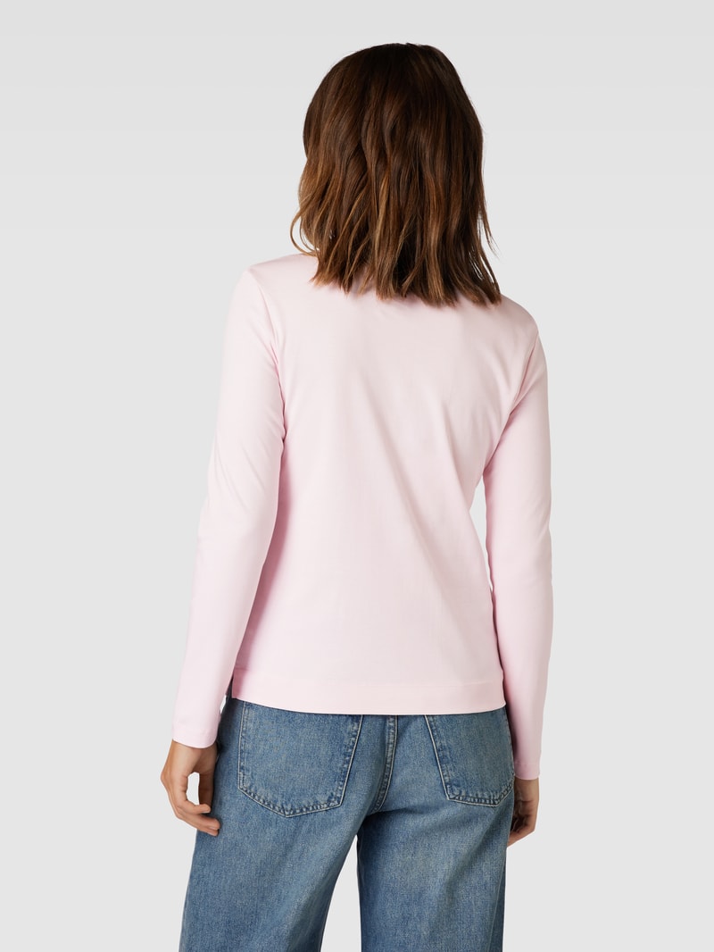 Longsleeve mit Polokragen in hellrosa