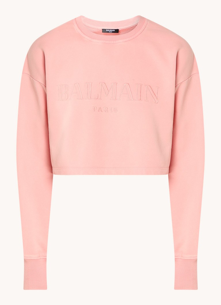 Krátký svetr Balmain s výšivkou loga