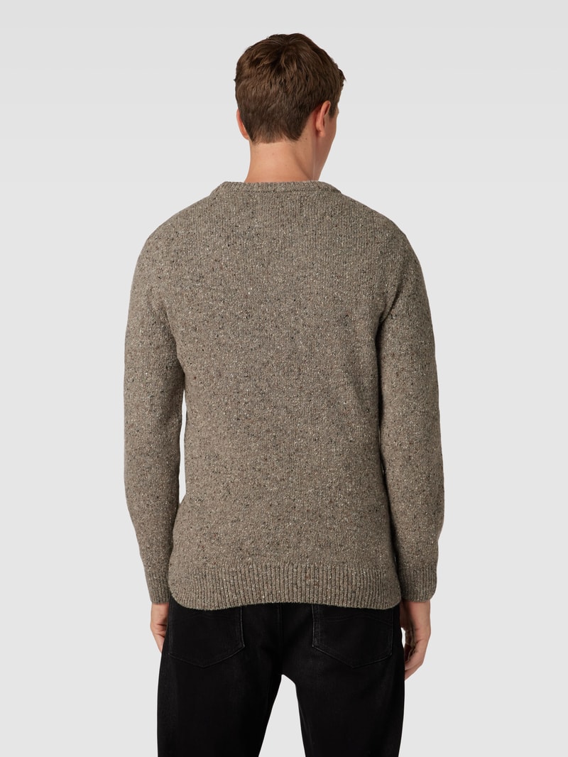 Strickpullover mit Rundhalsausschnitt in taupe meliert