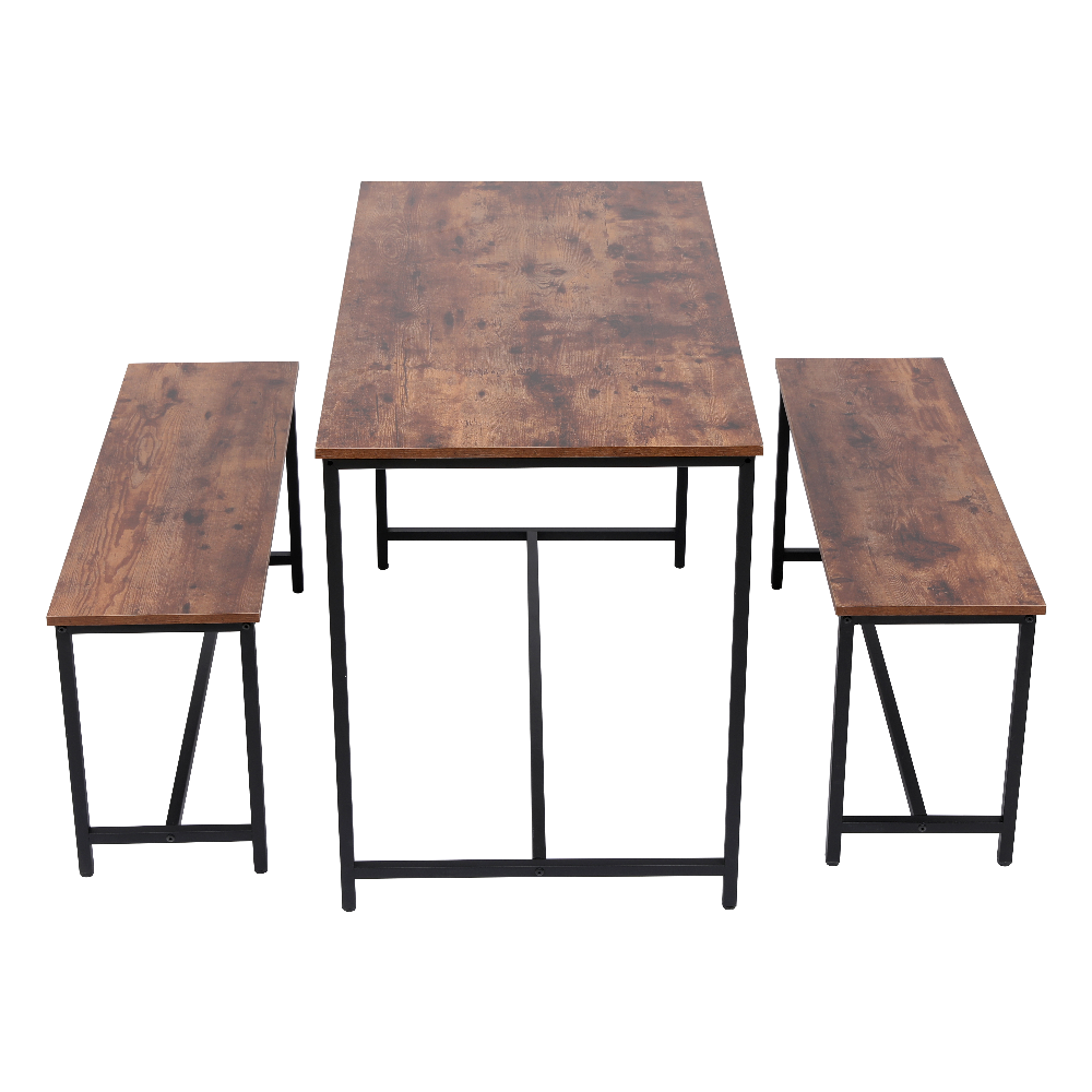 Happy Home Esszimmertischset Dining Set mit 1 Tisch & 2 Sitzbänken HWT55-HOL