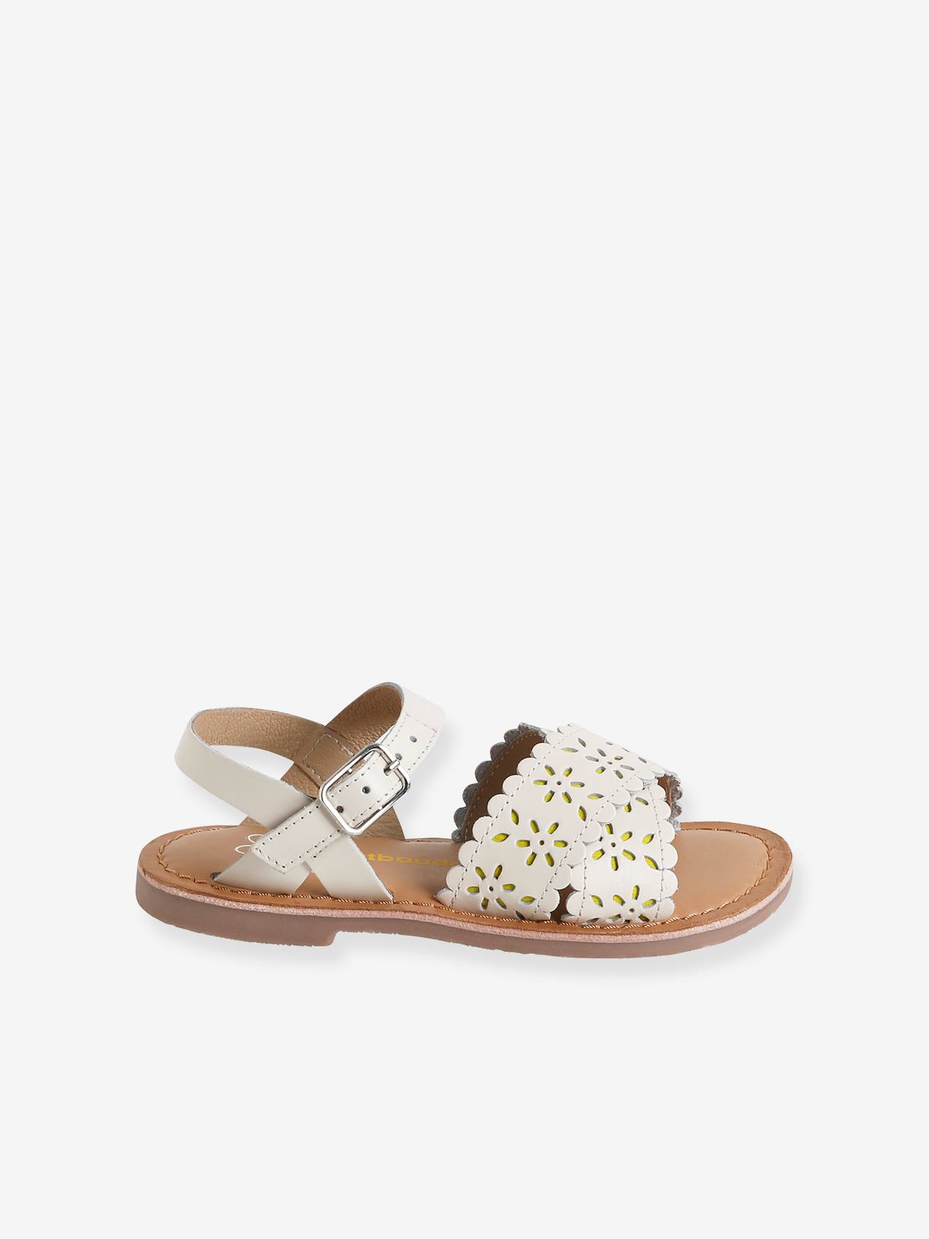Sandales brides croisées cuir fille blanc