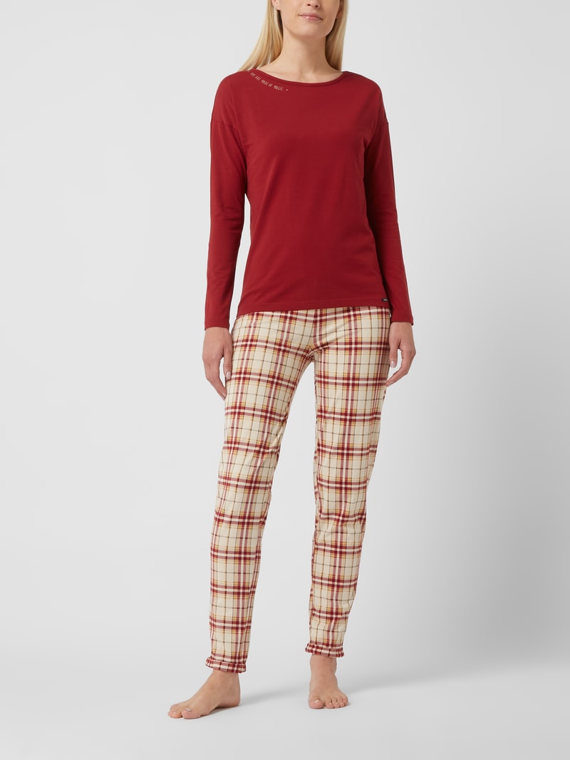 Pyjama-Hose mit Karomuster in beige