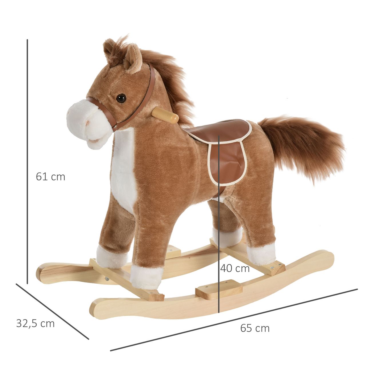 HOMCOM Kinder Schaukelpferd Baby Schaukeltier Pferd für 36-72 Monate Braun