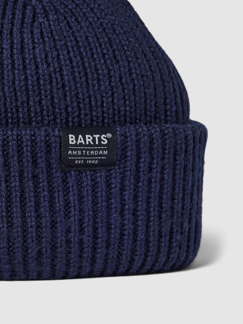 Mütze aus Wolle mit Logo-Applikation Modell 'FEODORE' in marineblau