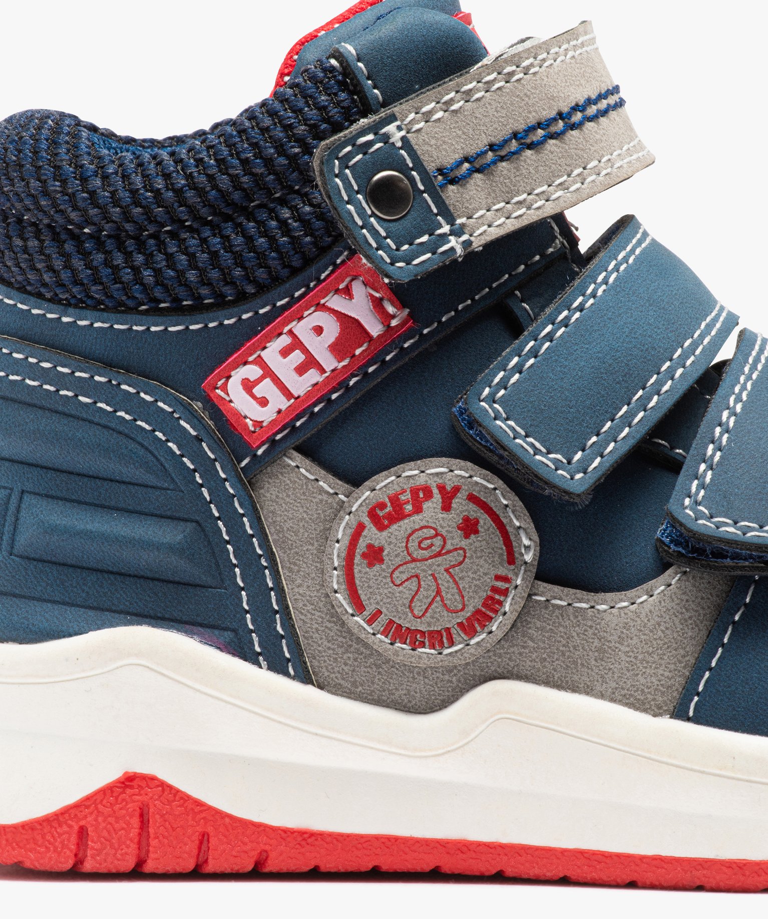 Baskets Garçon montantes triple scratch - Gepy bleu | GEMO