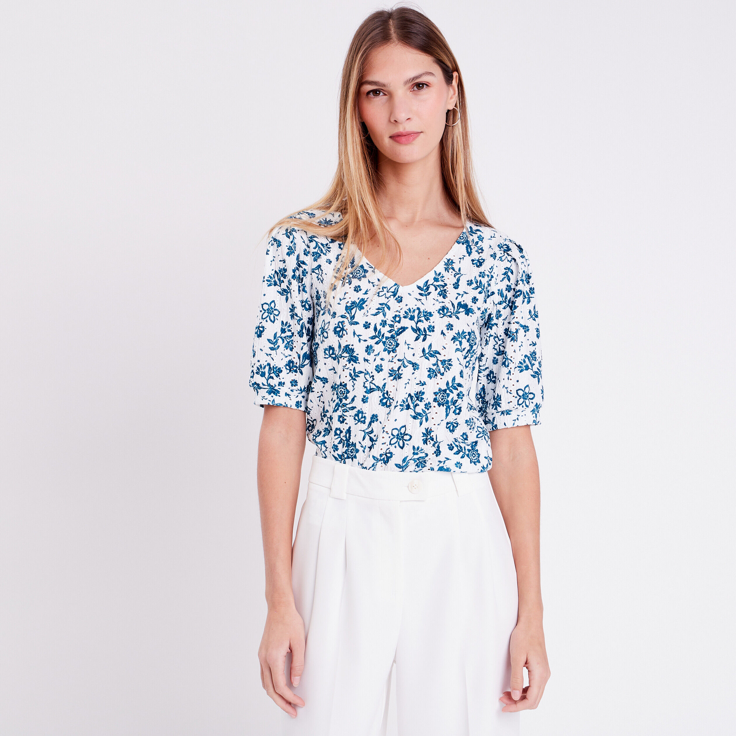 T-shirt à manches courtes blanc femme | Cache Cache