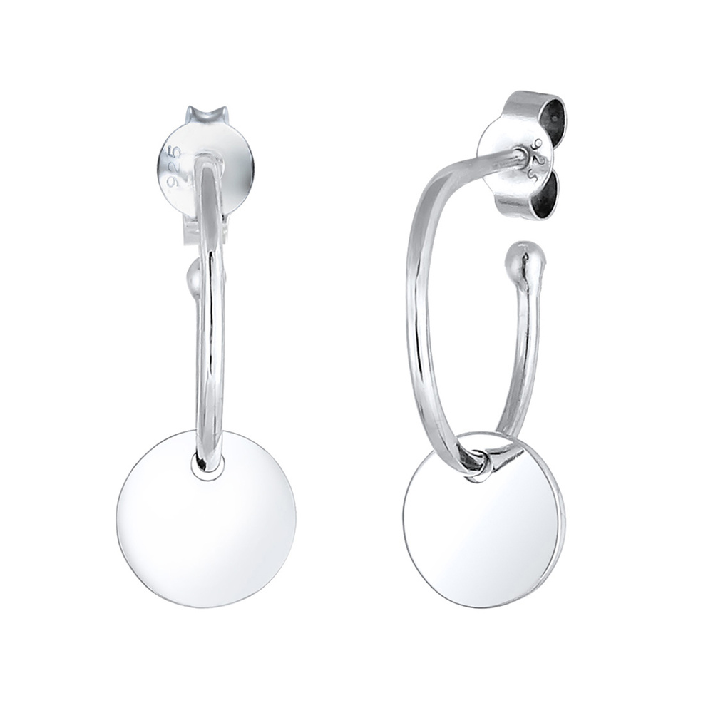 Elli Elli Boucles d'Oreilles Femmes Pendentif d'oreilles Géo Plaquette Créole en Argen Boucles d'oreilles