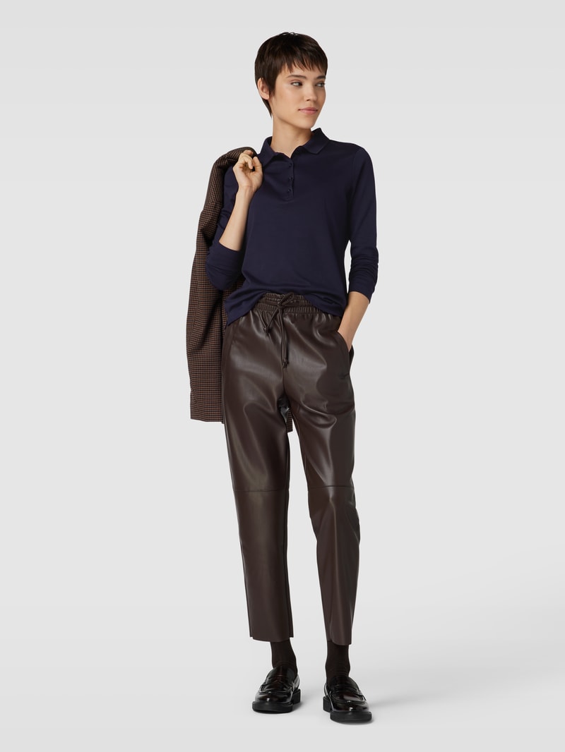 Longsleeve mit Polokragen in dunkelblau