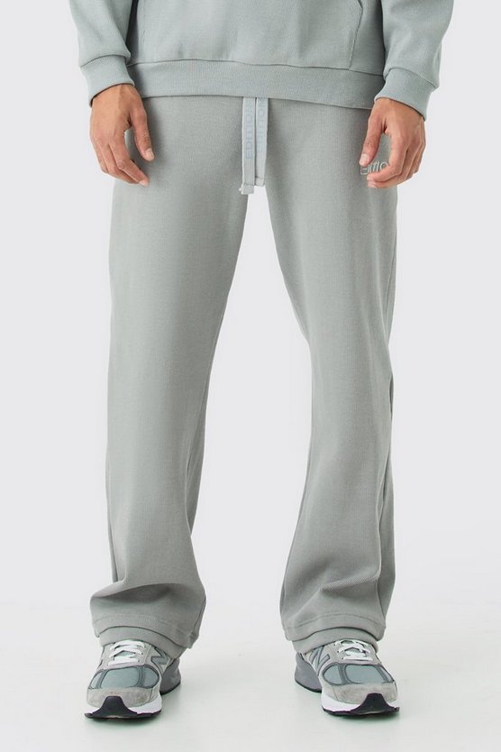 Gerade gerippte Jogginghose mit geteiltem Saum