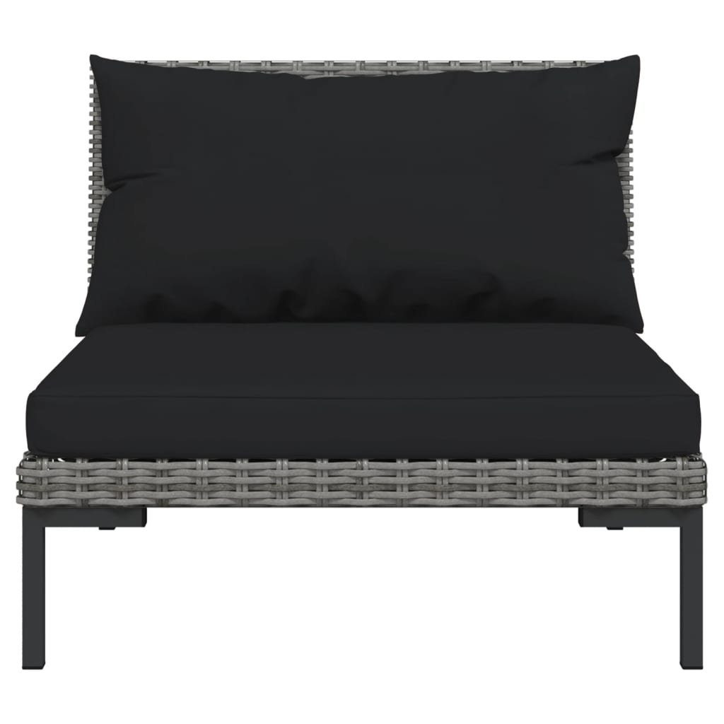 vidaXL Gartenlounge-Set 5-tlg. Garten-Lounge-Set mit Kissen Poly Rattan Dunkelgrau, (1-tlg)
