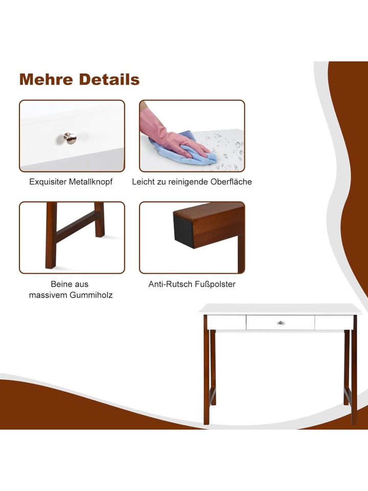 COSTWAY Schreibtisch mit Schublade in Braun günstig kaufen onesize