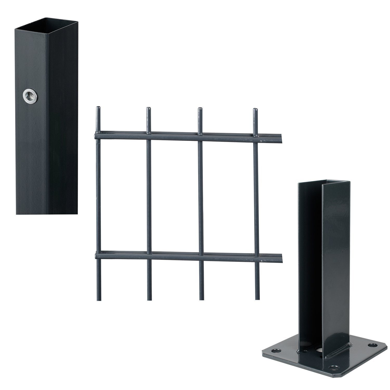 Roysson Doppelstabmattenzaun Doppelstabmattenzaun Komplettset Stabmattenzaun + Fußplatte (1630mm)