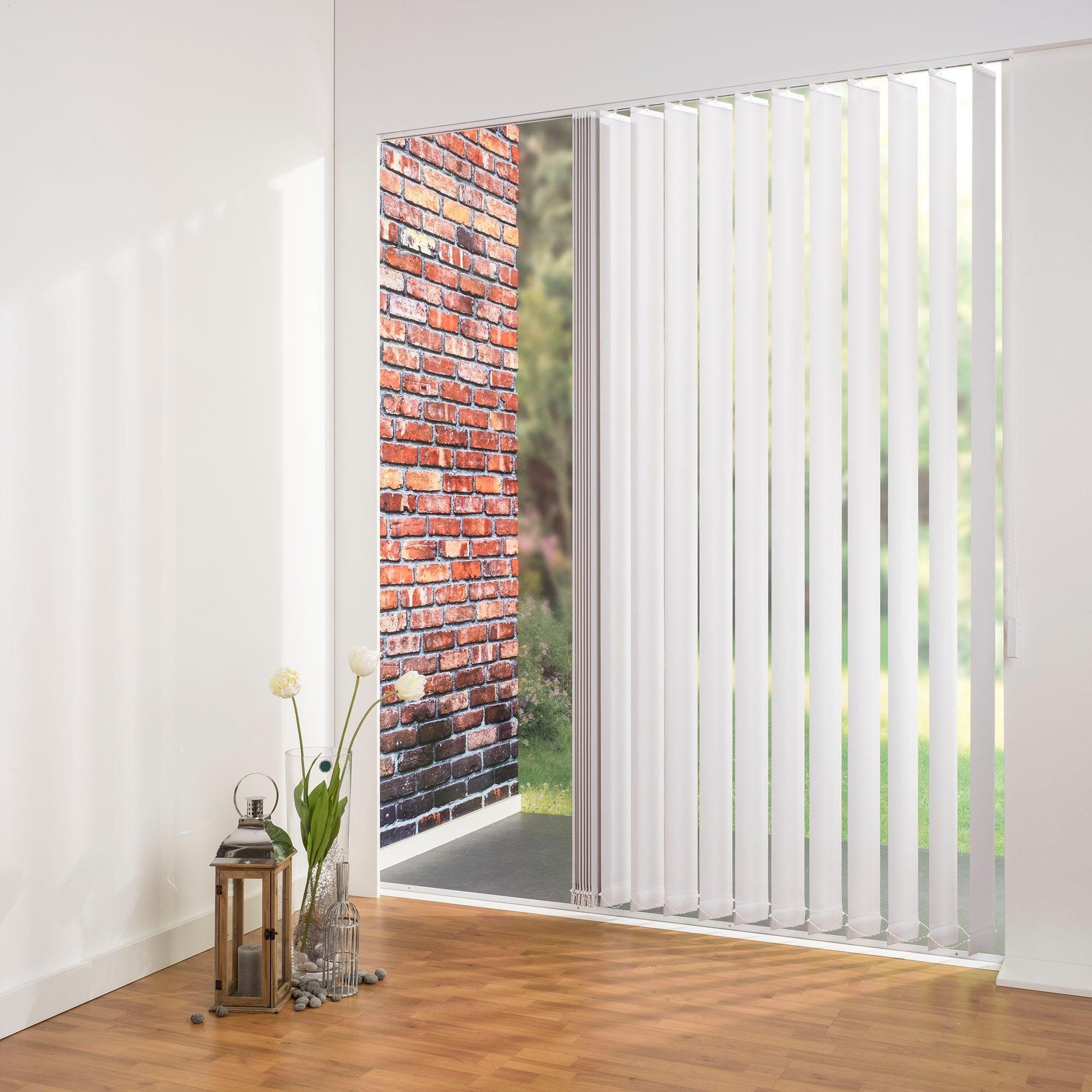 Lamellenvorhang Lamellenvorhang Vertikalanlage perlex - 127 mm Lamelle, Liedeco, freihängend, Kürzbare Vertikalanlage Perlex