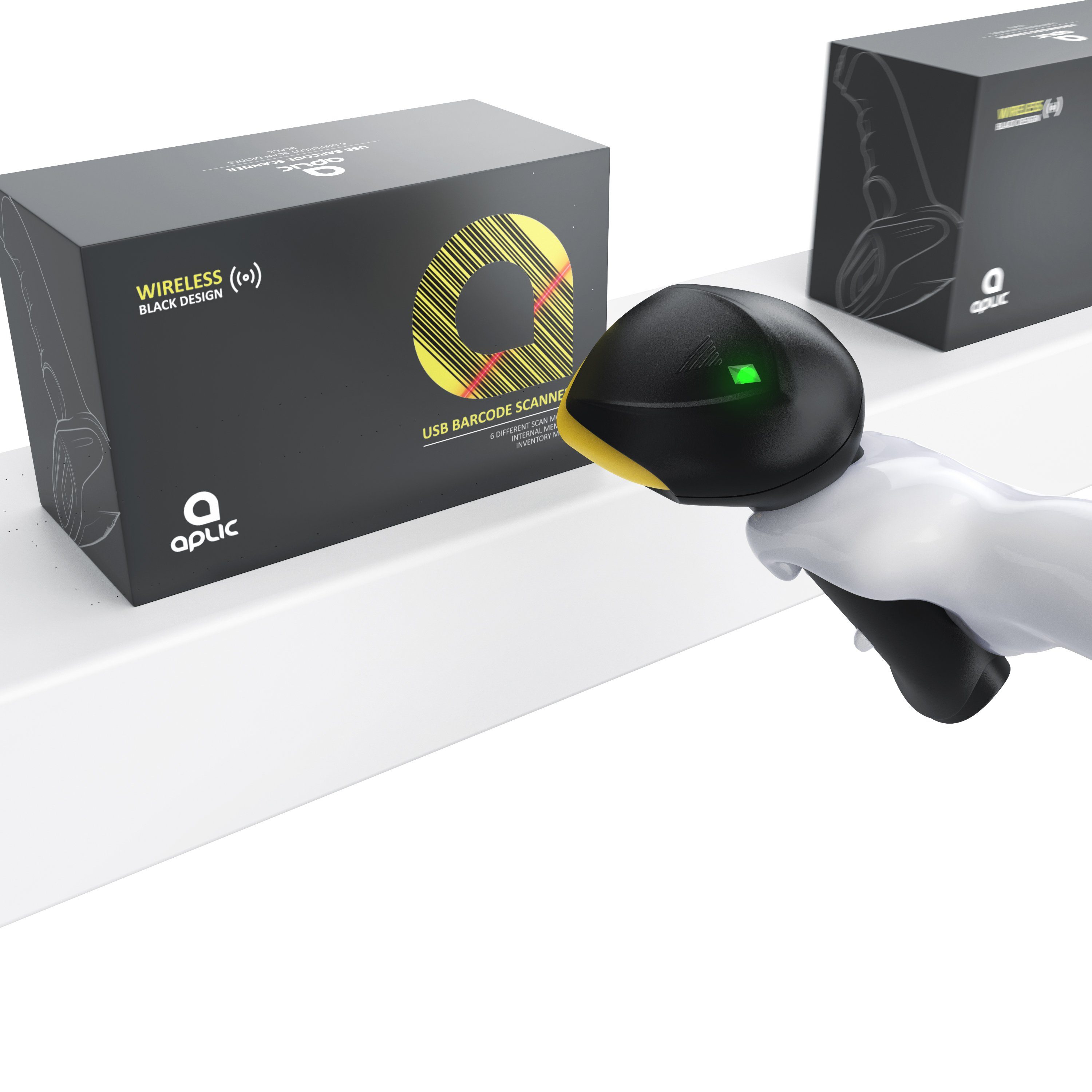 Aplic Handscanner, (Kabelloser Laser Barcode Scanner, 6 Scan-Modi, 1400mAh Akku)