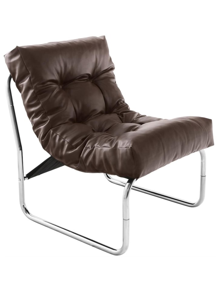KADIMA DESIGN Vintage Clubsessel, Retro Lounge, Modular, Business, Chromkufen in Braun günstig kaufen onesize