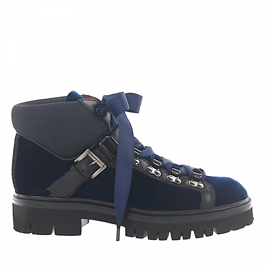 Santoni - Stiefeletten 56831 Samt - blau