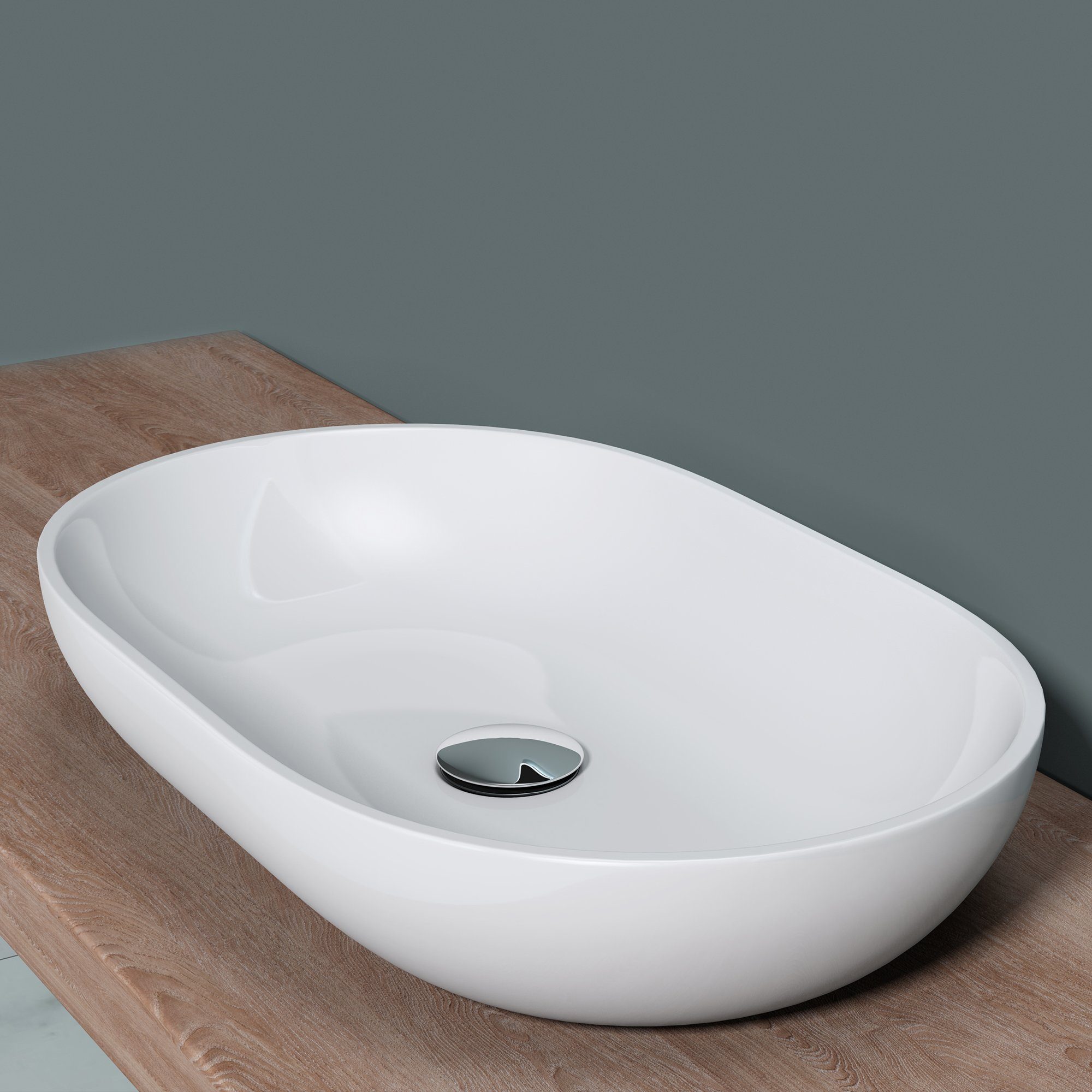 doporro Aufsatzwaschbecken doporro Design Waschbecken Bad 54x34x10cm Waschtisch aus hochwertigem Guss-Marmor DIN-Anschlüsse