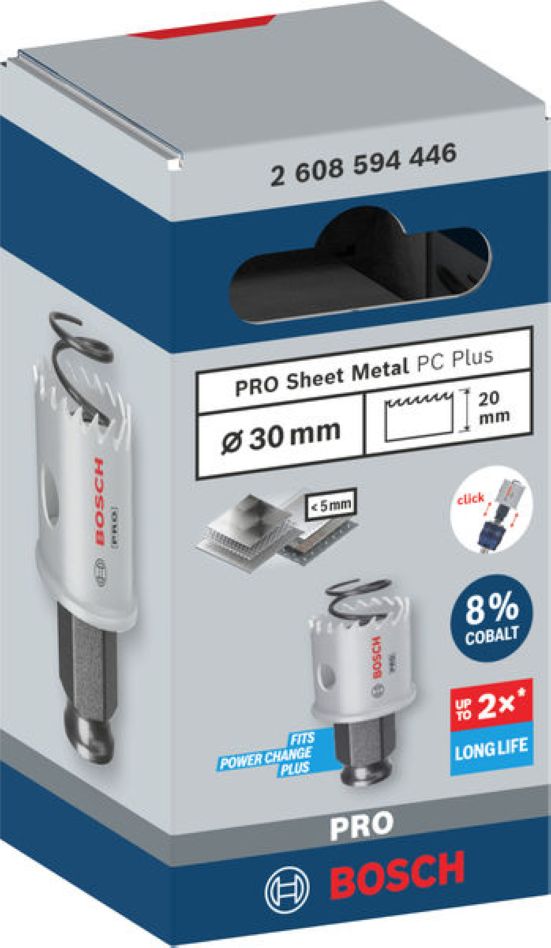 Scie cloche Bosch Blue Accessories 2608594446 PRO pour tôlerie PC Plus, 30 mm
