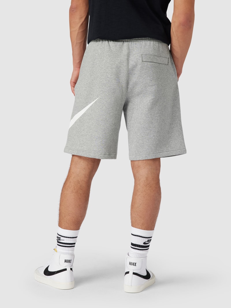 Sweatshorts mit Logo-Print in hellgrau meliert