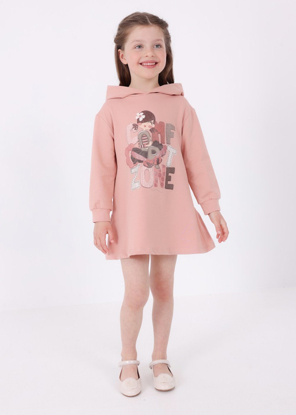 Mayoral A-Linien-Kleid Mayoral Langarm-Kleid mit Kapuze (492910) mit Druck