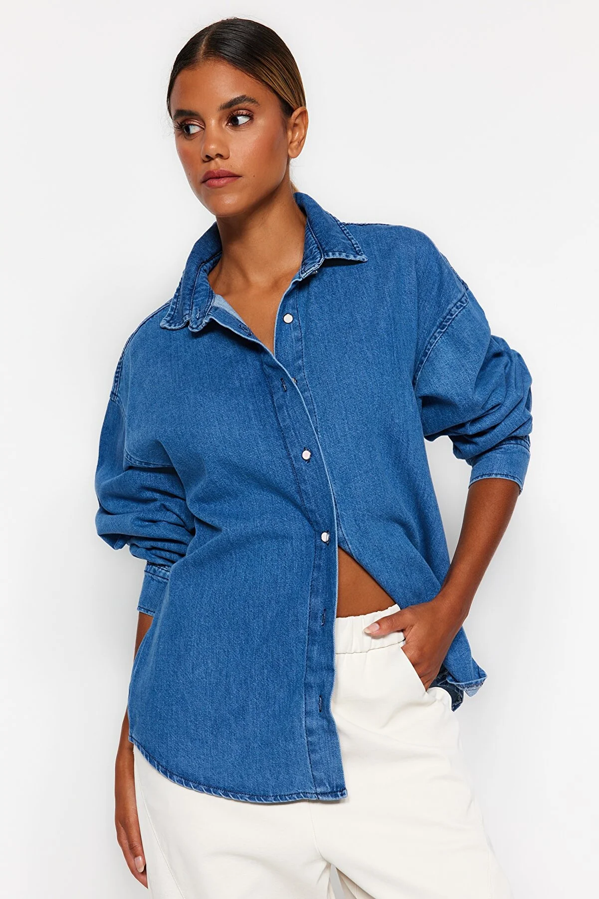 Trendyol Collection  Hemd - Dunkelblau - Oversized