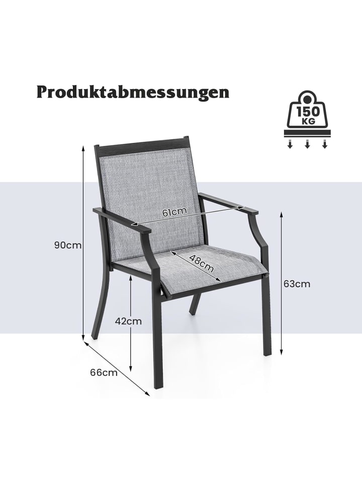 COSTWAY 2er Set Gartenstühle in Grau günstig kaufen onesize