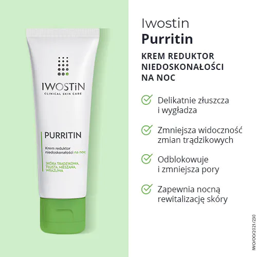 Iwostin Purritin noćna krema za smanjenje nepravilnosti.